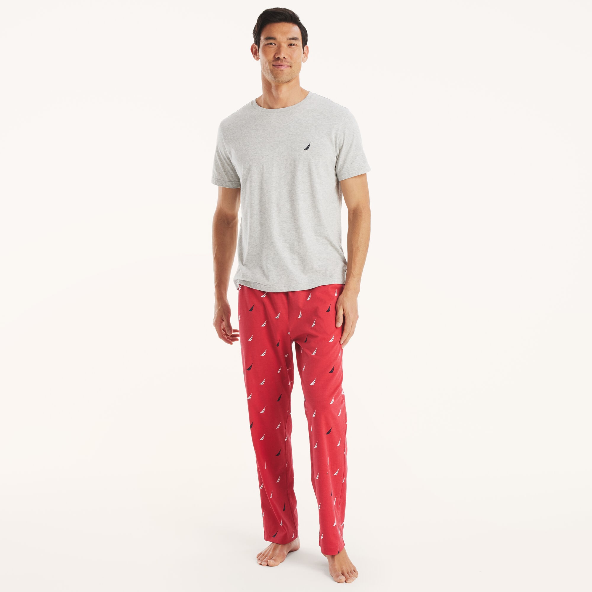 LOGO PRINT KNIT SLEEP PANT,Buoy Red,large