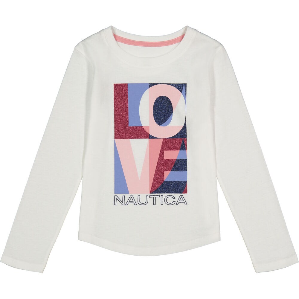 TODDLER GIRLS' LOVE GRAPHIC LONG-SLEEVE T-SHIRT (2T-4T),Antique White Wash,large