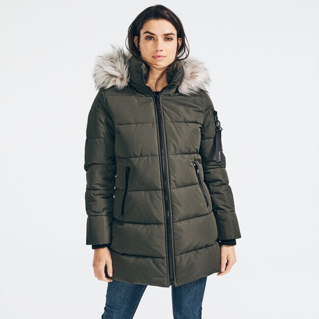 Featured image of post Women&#039;s Quilted Puffer Jacket With Detachable Faux Fur Hood : Quilted design with synthetic padding.