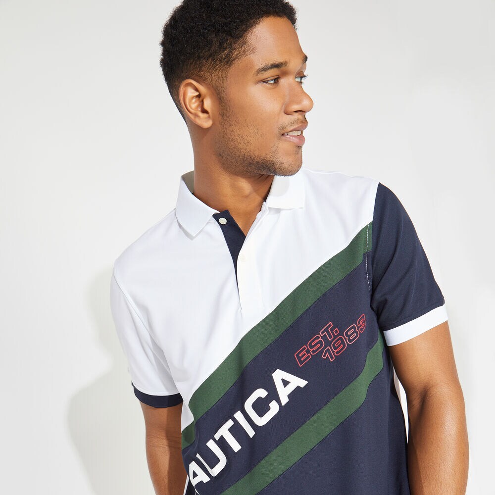 CLASSIC FIT NAVTECH COLORBLOCK POLO,Bright White,large