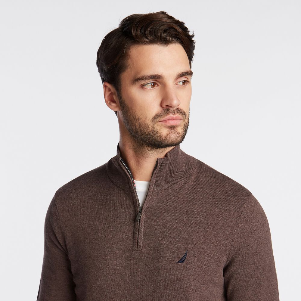 QUARTER ZIP NAVTECH SWEATER,Sable Heather,large