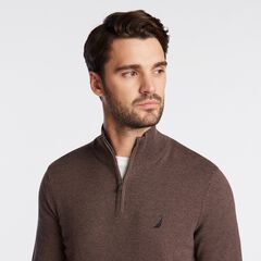 QUARTER ZIP NAVTECH SWEATER,Sable Heather,large