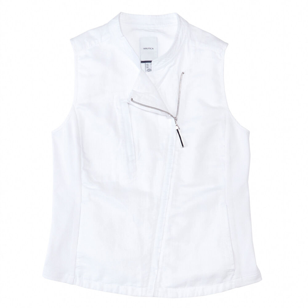 Cotton Linen Vest,Bright White,large