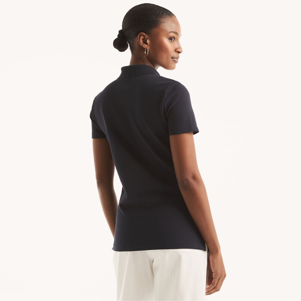 Colorblock Zip-Up Polo,Navy,large