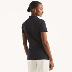 Colorblock Zip-Up Polo,Navy,large