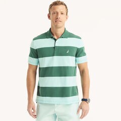 Classic Fit Striped Polo,Army Green,large