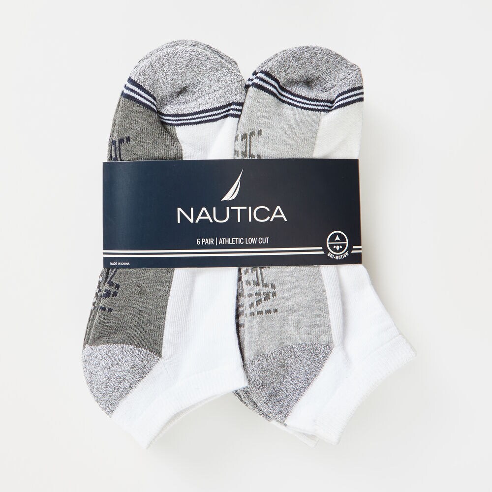 ATHLETIC CORE LOGO PRINT SOCKS, 6-PACK,Dove,large