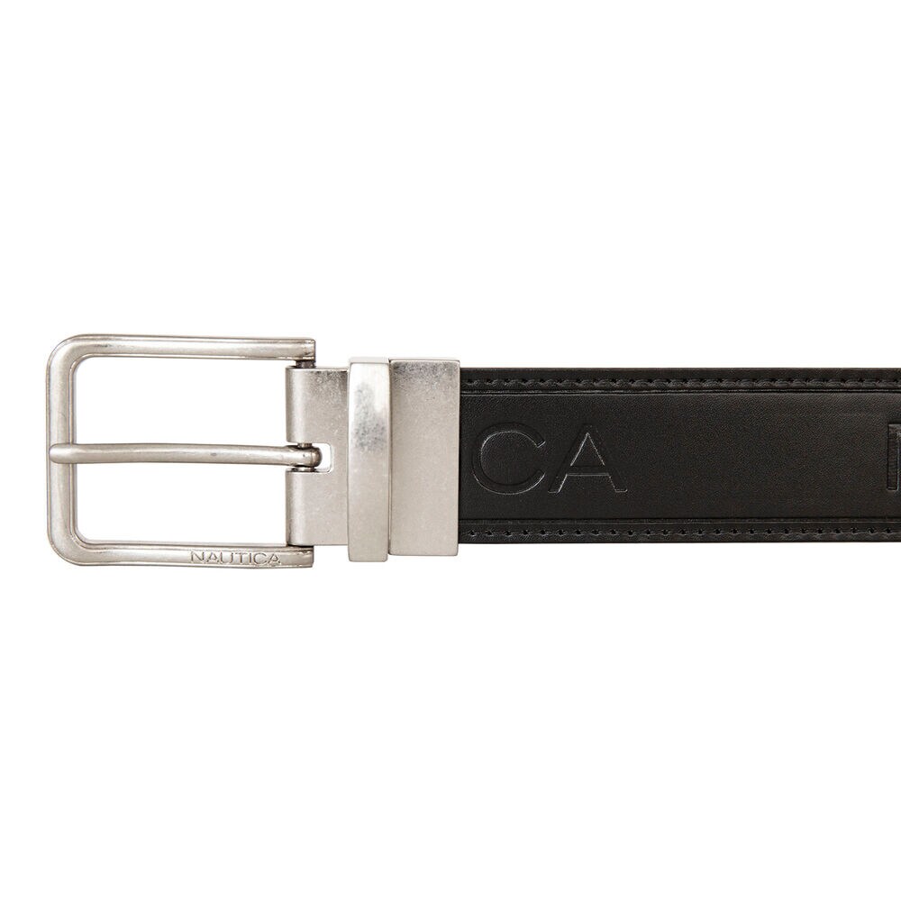 Logo-Embossed Reversible Belt,Black,large