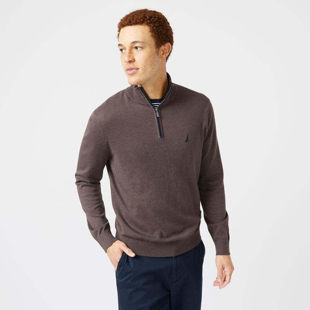 NAVTECH QUARTER-ZIP SWEATER,Sable Heather,large