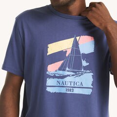 Sailboat Graphic T-Shirt,Aqua Splash,large