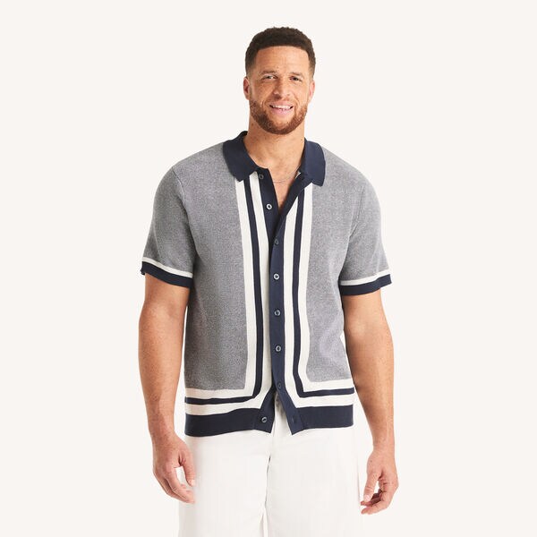 Big & Tall Classic Fit Jacquard Button-Front Polo