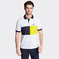 Classic Fit Colorblock Performance Polo,Bright White,large