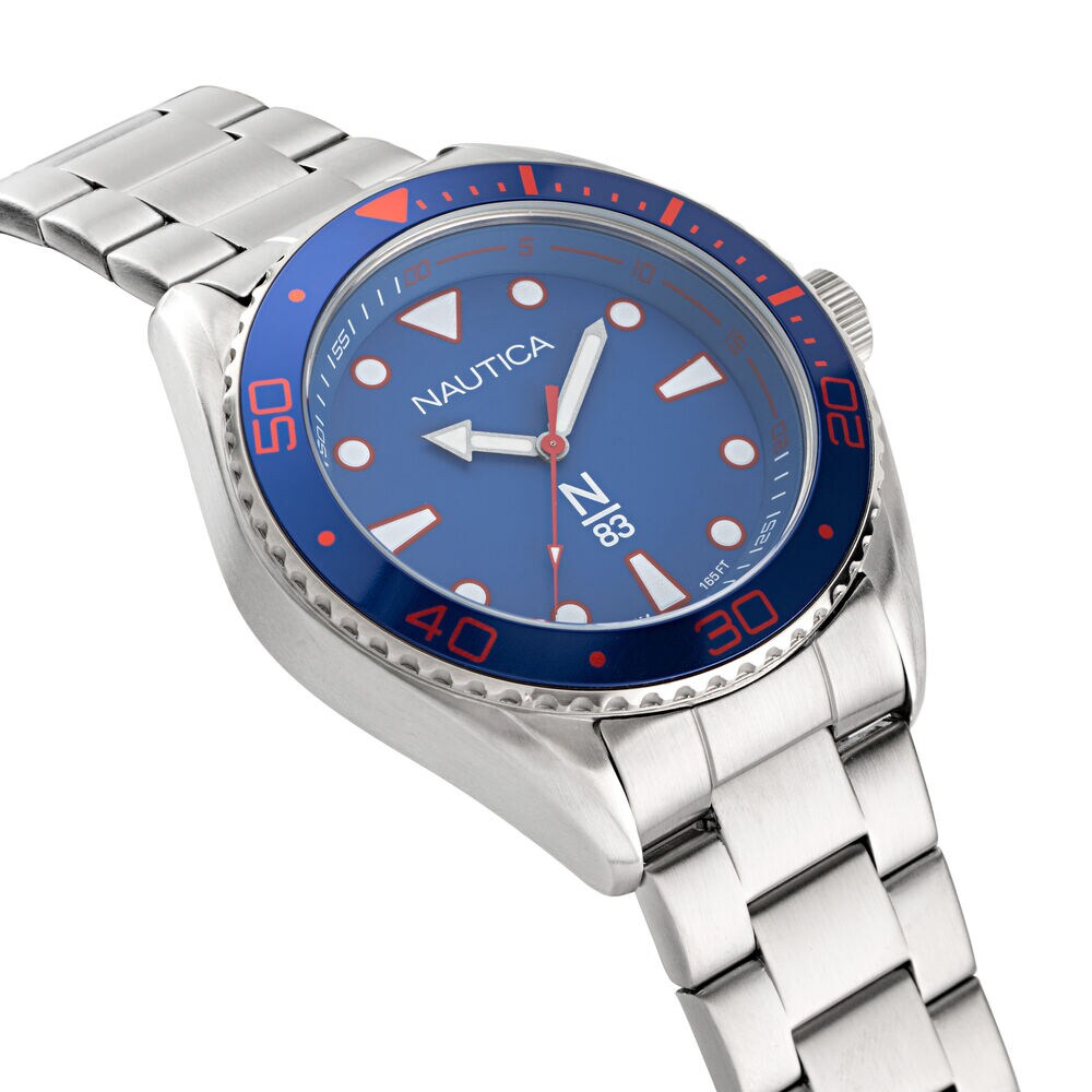 STAINLESS STEEL 3-HAND WATCH,Multi,large