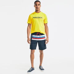 8" STRIPED LOGO SWIM,Navy,large