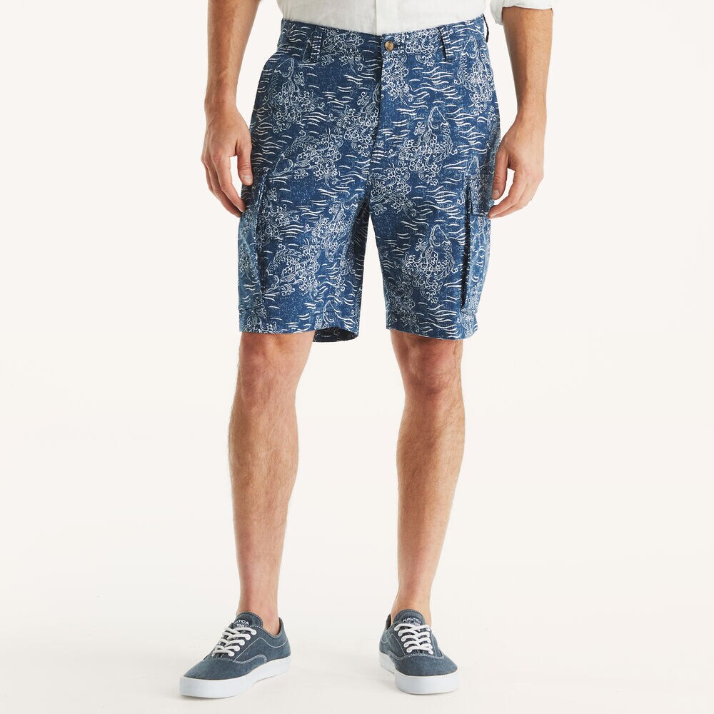 Nautica Jeans Co. 9.5" Printed Cargo Short,Lapis Blue,large