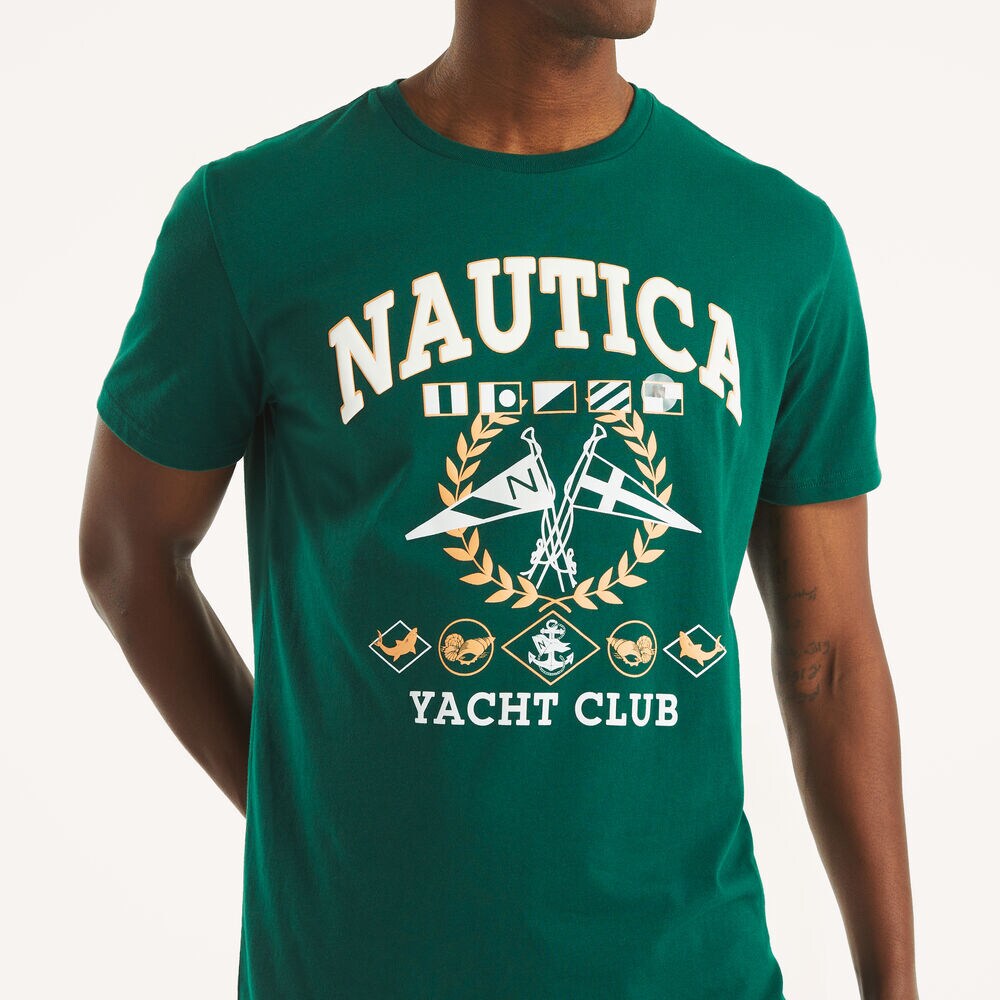 Yacht Club Graphic T-Shirt,Army Green,large