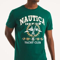 Yacht Club Graphic T-Shirt,Army Green,large