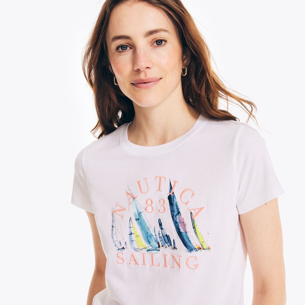 SAILING GRAPHIC T-SHIRT,Bright White,large