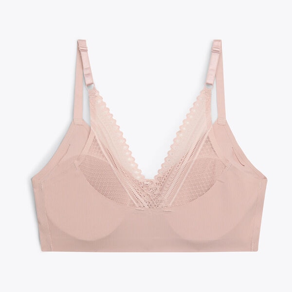 Lace Trimmed Ribbed Bra, 3-Pack