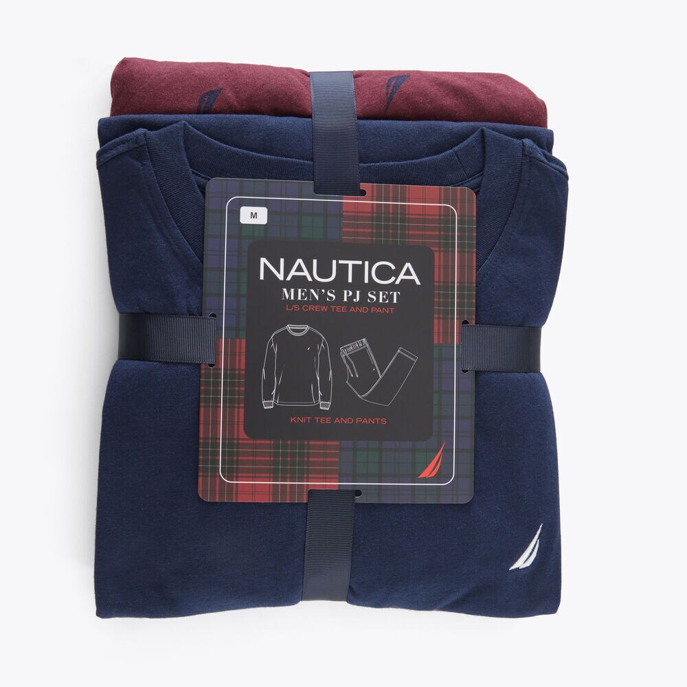 BRAND ICON PRINT PAJAMA PANT SET,Navy,large