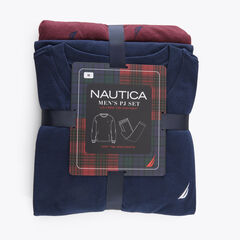 BRAND ICON PRINT PAJAMA PANT SET,Navy,large