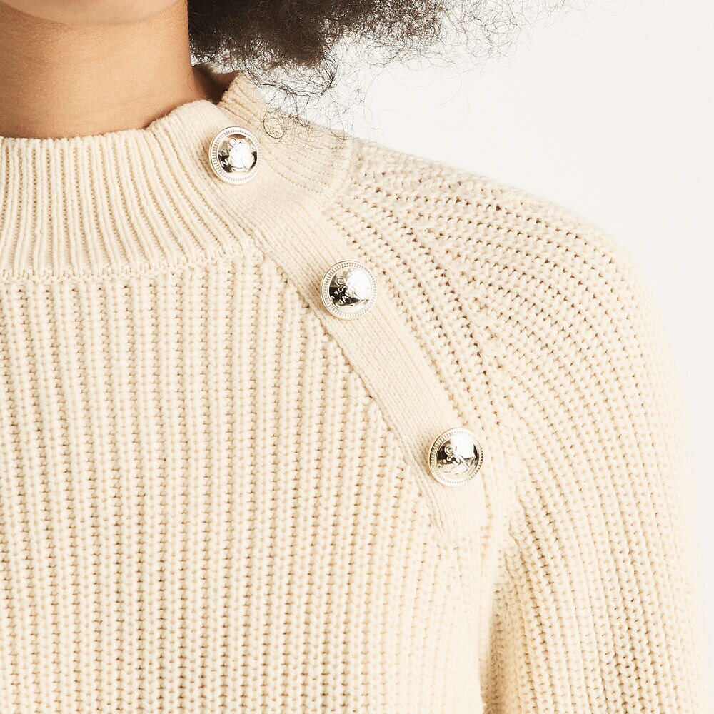 Button Mock-Neck Sweater,Sail White,large