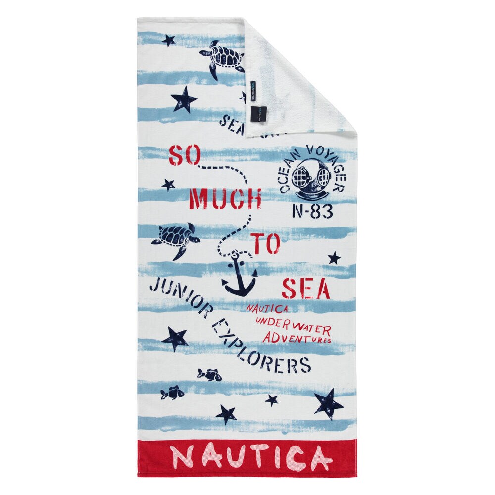 KIDS' SO MUCH TO SEA BEACH TOWEL,Antique White Wash,large