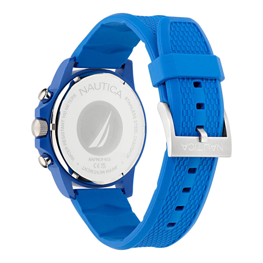 Nautica One Wheat Fiber Strap 3-Hand Watch,Ice Blue,large