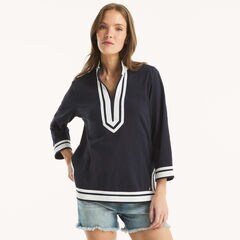 V-Neck Tunic,Navy,large