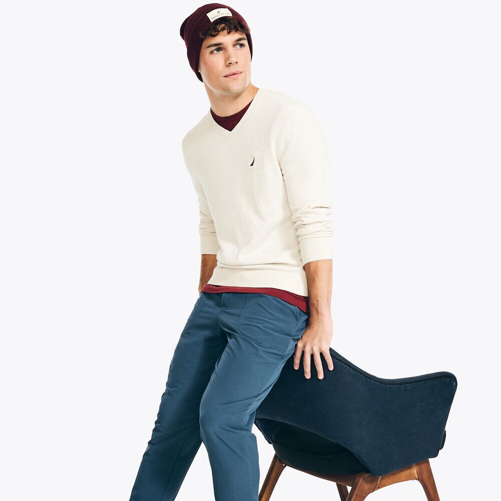 Navtech V-Neck Sweater,Snow White,large