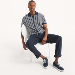 Striped Sweater Polo,Lapis Blue,large