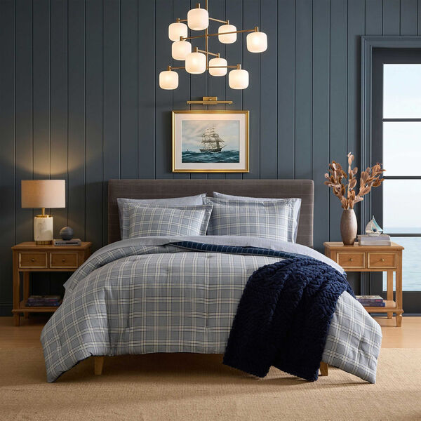 Declan Blue Plaid King Comforter Set