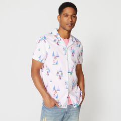 BOAT PRINT SHORT-SLEEVE SHIRT,Bright White,large