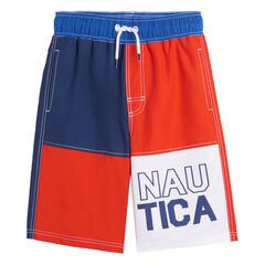 LITTLE BOYS' COLORBLOCK LOGO SWIM SHORT (4-7),Hibiscus,large