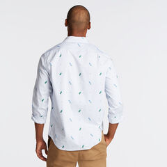 CLASSIC FIT STRETCH OXFORD IN BOAT PRINT,Riviera Blue,large