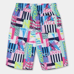 BOYS' DANE MIXED PRINT SWIM TRUNKS (8-20),Antique White Wash,large