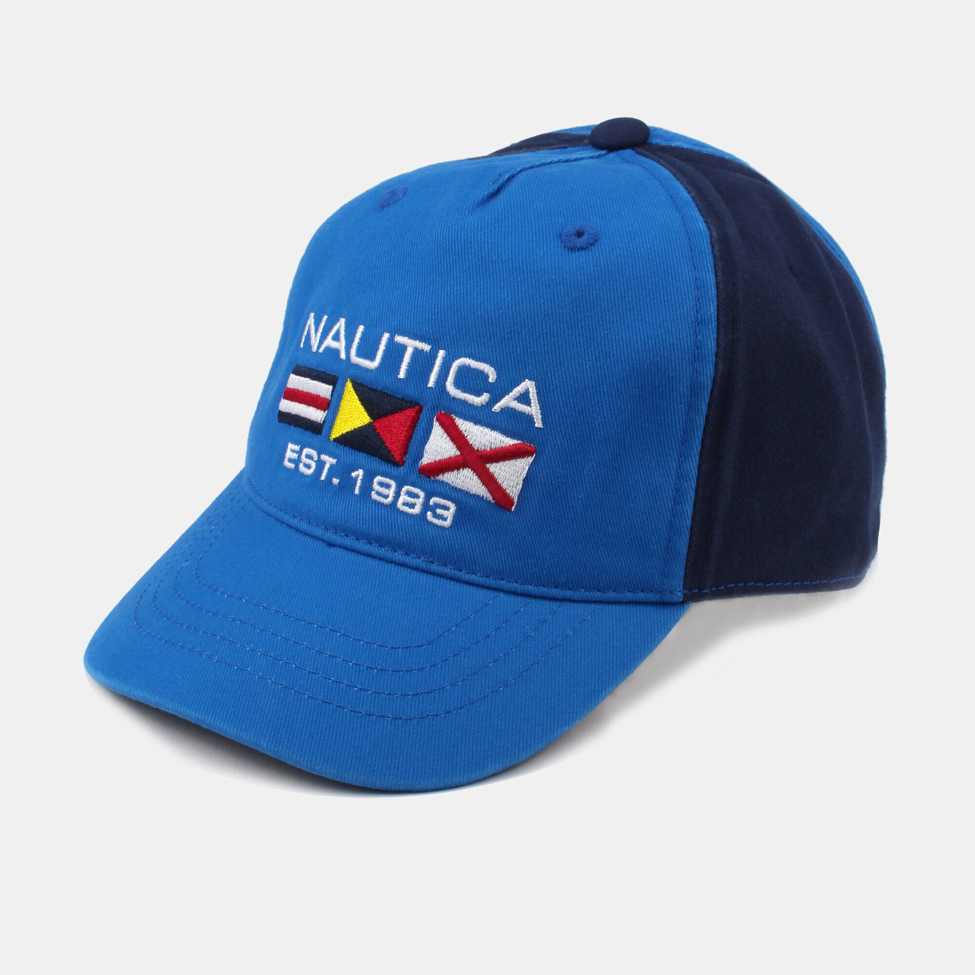 KIDS' COLORBLOCK EMBROIDERED FLAG CAP,Capri Blue,large