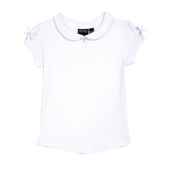 Girls’ Uniform-Ready Keyhole Polo Shirt (7-16),Antique White Wash,large