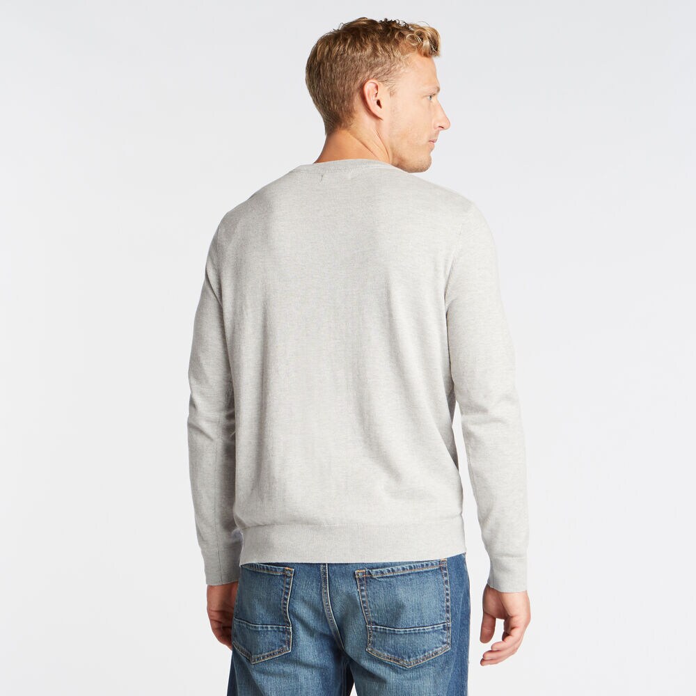 CREWNECK RIBBED FRONT SWEATER,Grey Heather,large