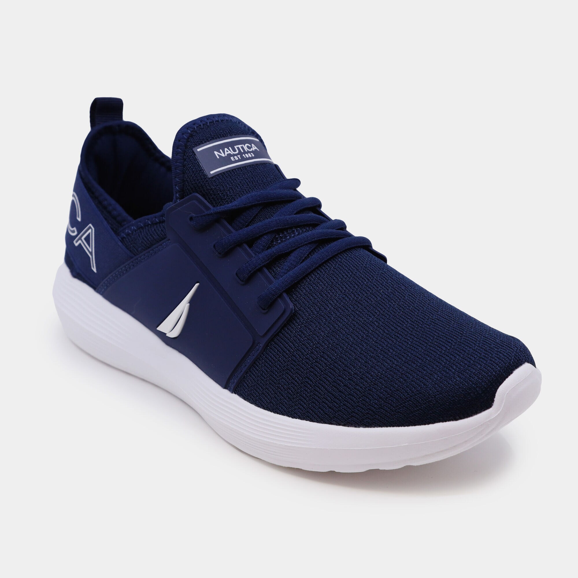 LOGO KNIT SNEAKER,Navy,large