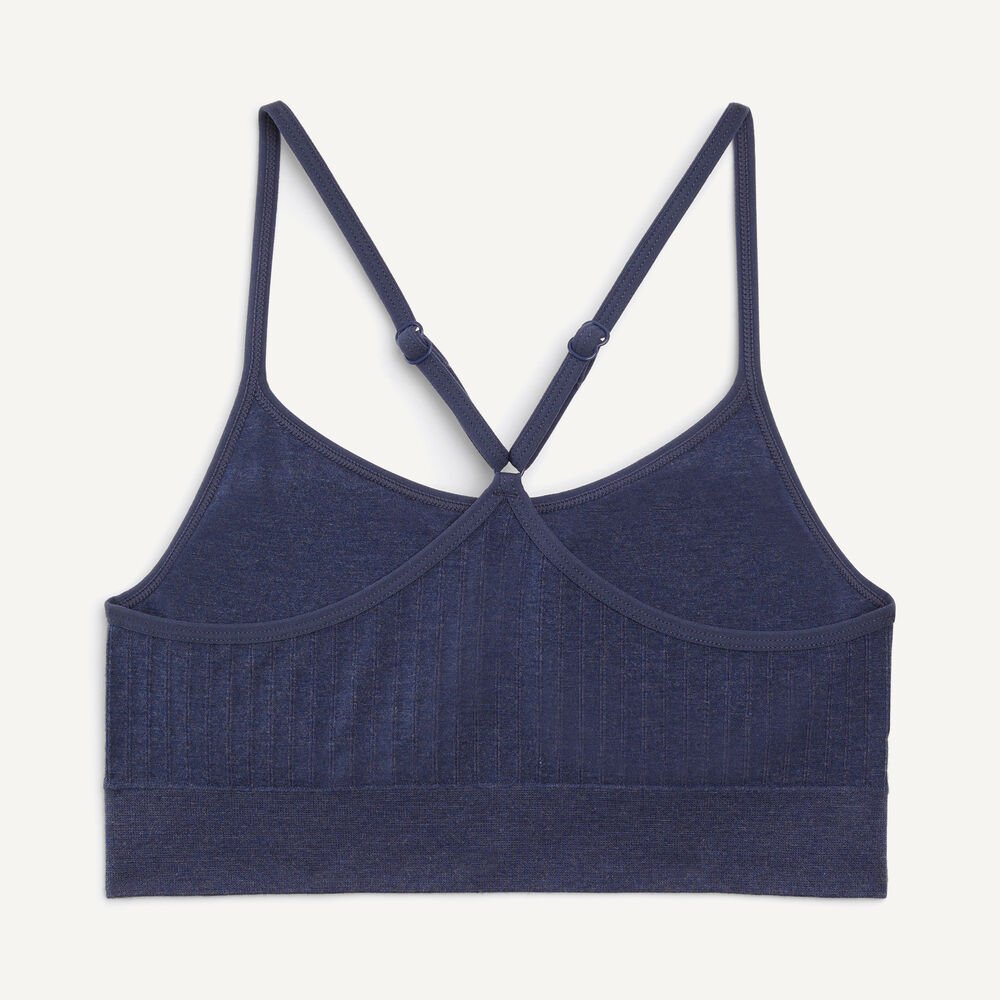 Seamless Ribbed Bra, 3-Pack,Workshirt Blue,large