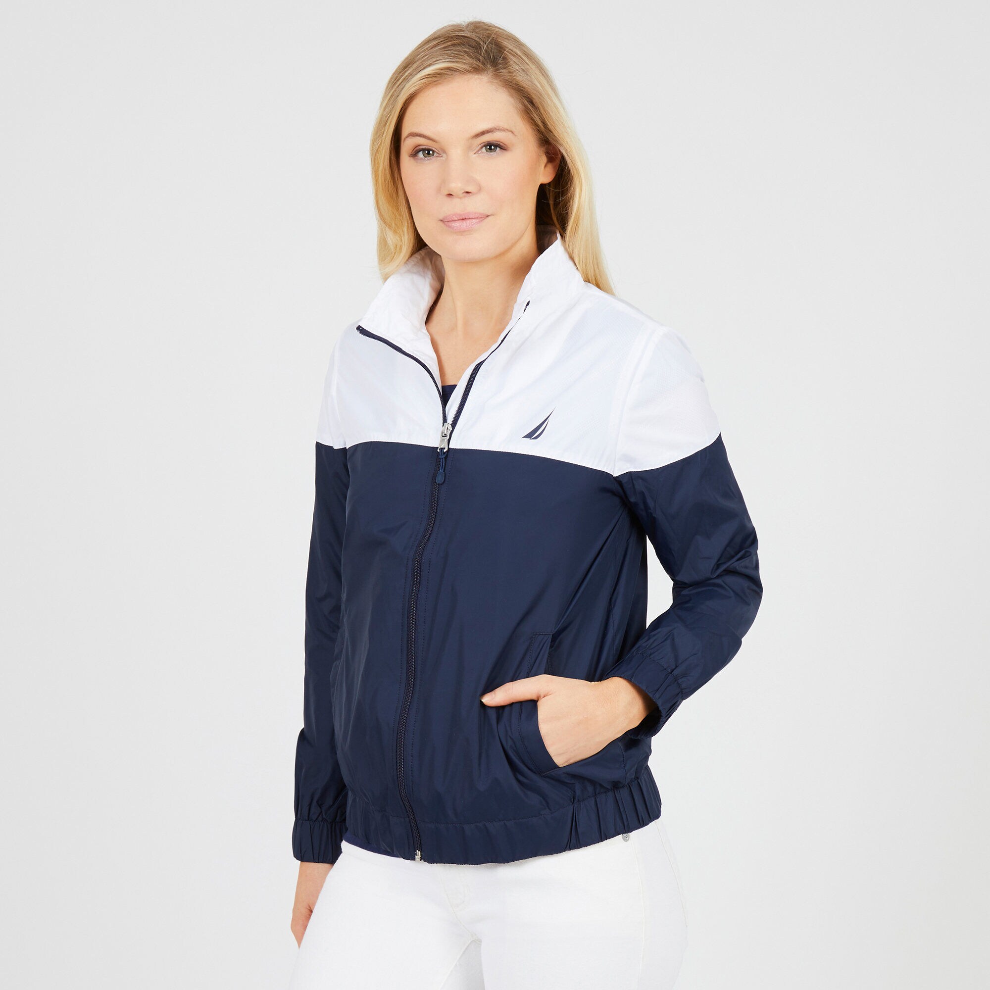 Colorblock Windbreaker Jacket ,Stellar Blue Heather,large