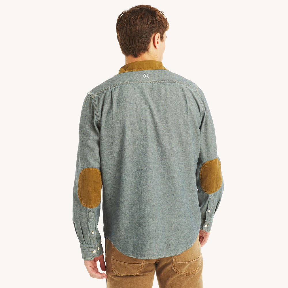 Corduroy Denim Shirt,Reef Blue,large