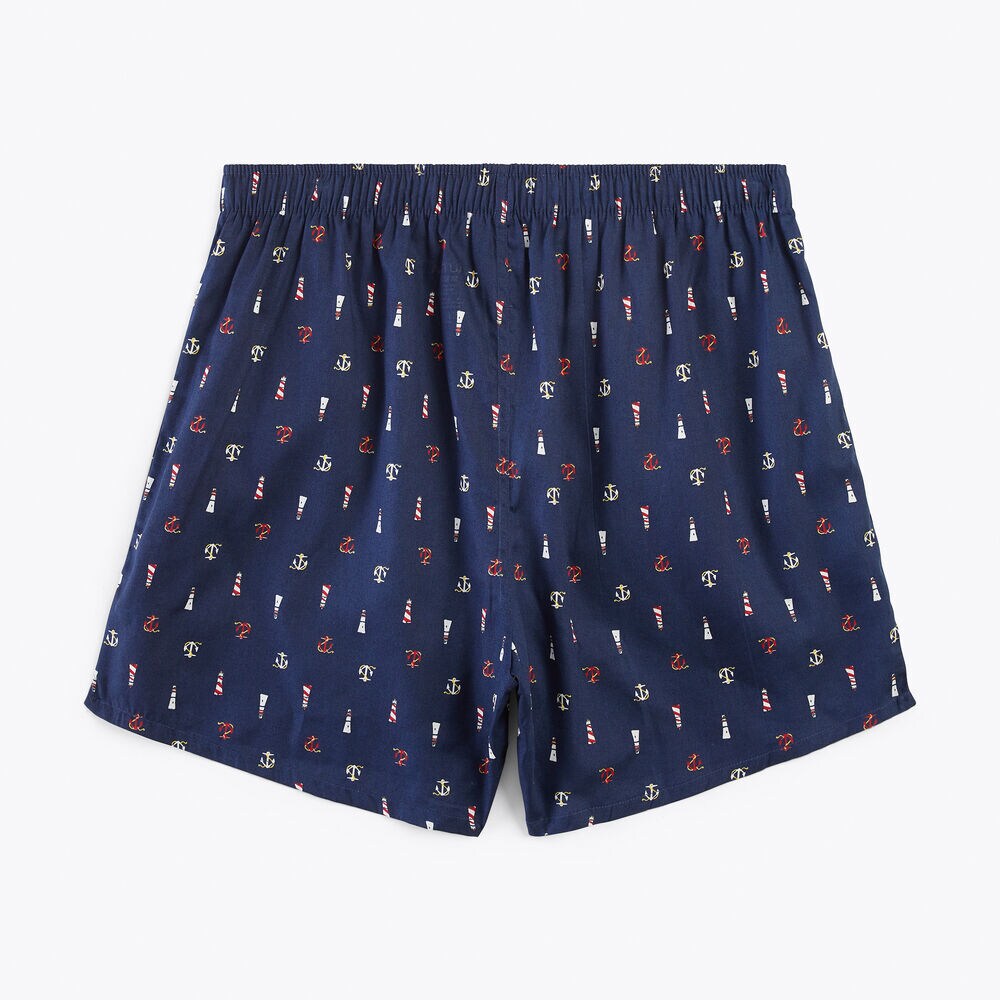 Lighthouse Print Woven Boxer,Navy Marl,large