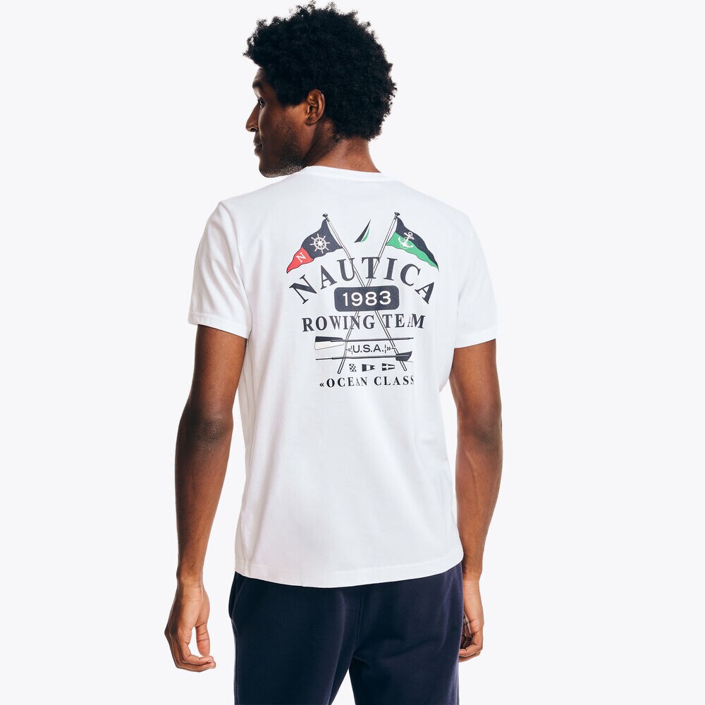 Sustainably Crafted Rowing Team Graphic T-Shirt,Bright White,large