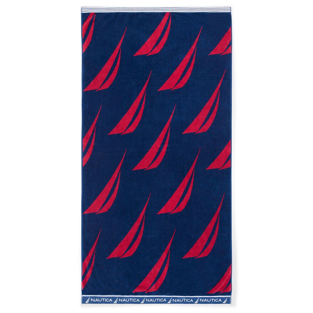 SIGNATURE BRAND ICON BEACH TOWEL,Navy,large