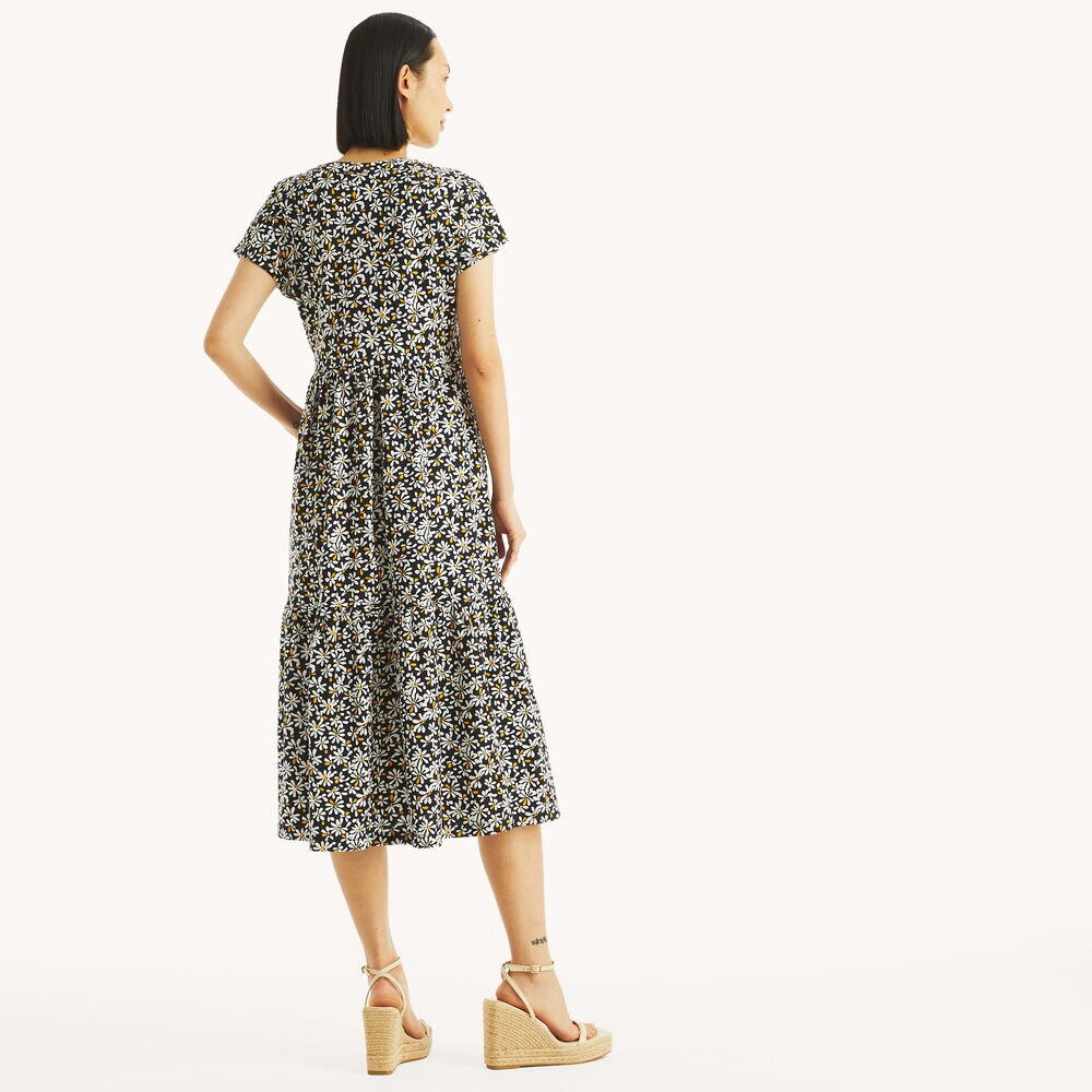 Printed Midi Dress,Navy,large