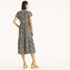 Printed Midi Dress,Navy,large
