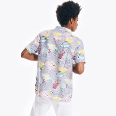 PRINTED SHORT-SLEEVE CAMP SHIRT,Pure Adriatic Sea Wash,large