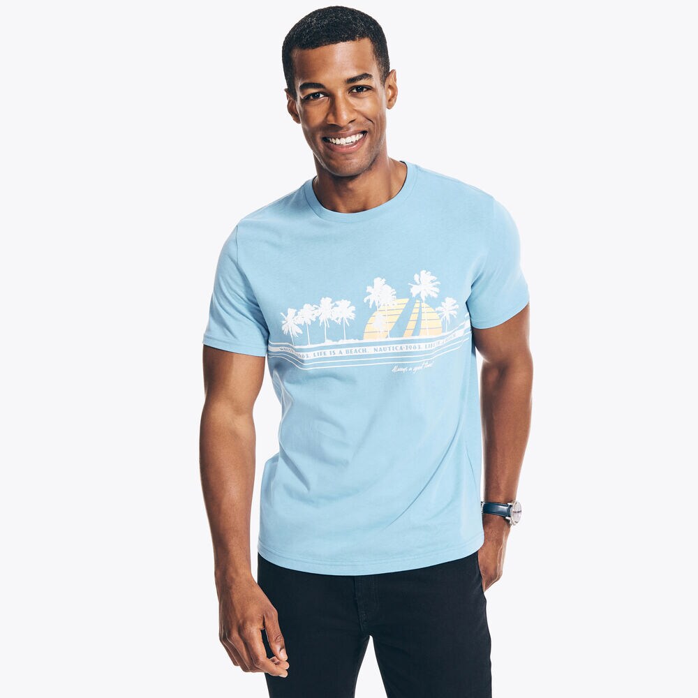 PALM TREES GRAPHIC T-SHIRT,Rolling River Wash,large